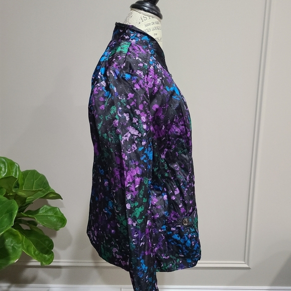 Laura Ashley women's jacket multicolored  art splatter print full zip  sz.L (d7) - Picture 3 of 9